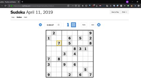 nytimes sudoku medium solver